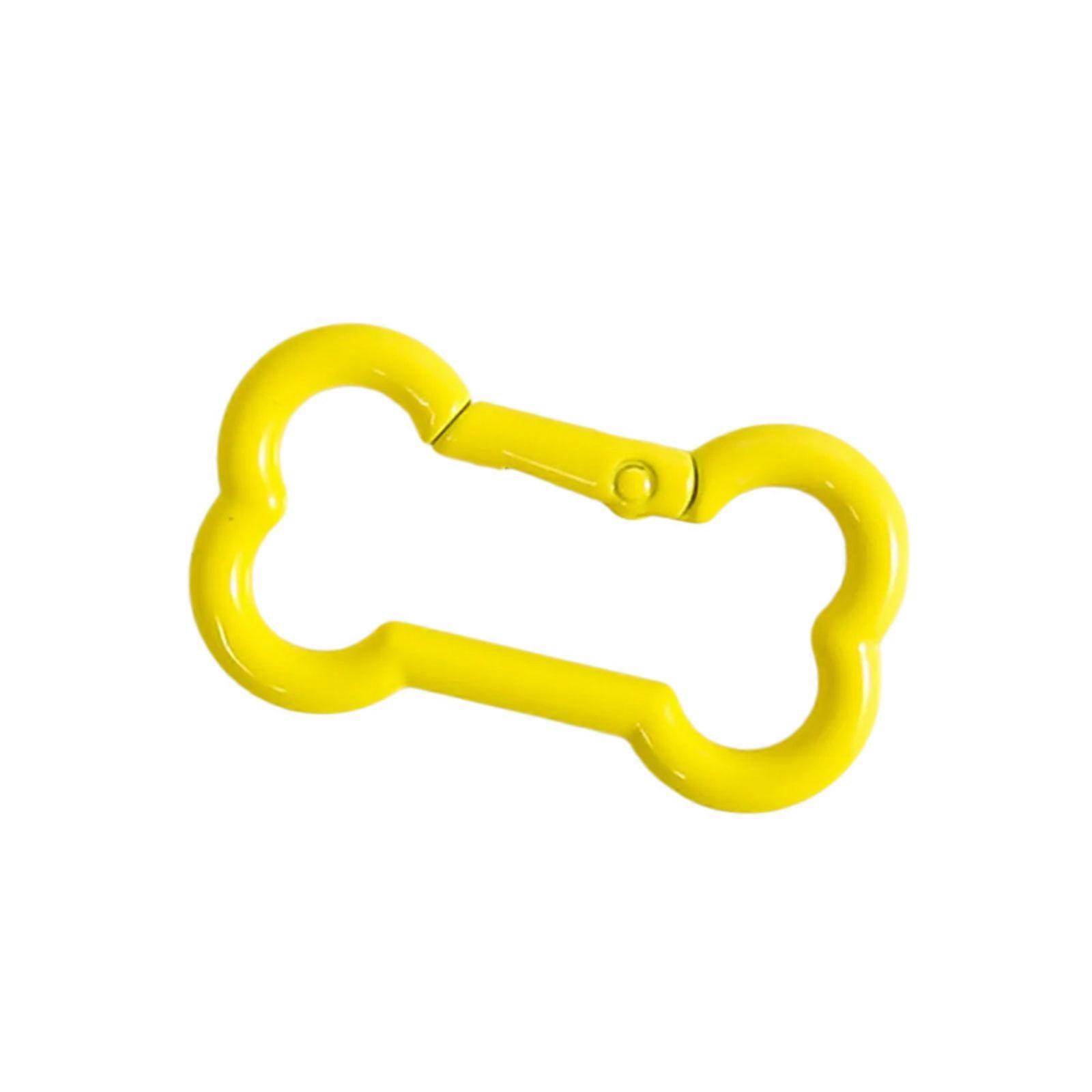 Creative Bone Shaped Spring Keychain For Backpacks And Crafts Polished Enamel Finish Gift  Yellow