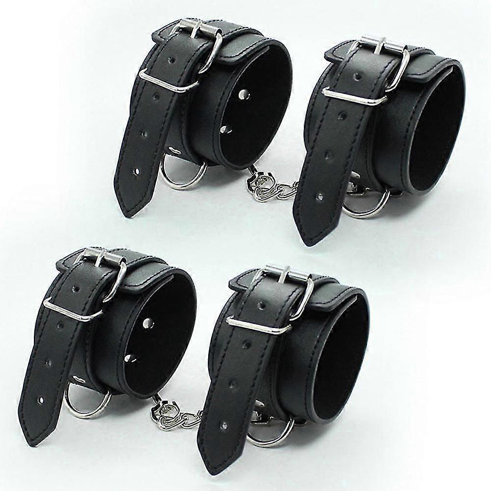 ブラックレザーアンクルストラップは、ワークアウトフィットネスカフス、臀筋&脚、男性と女性のためのホームヨガに最適です