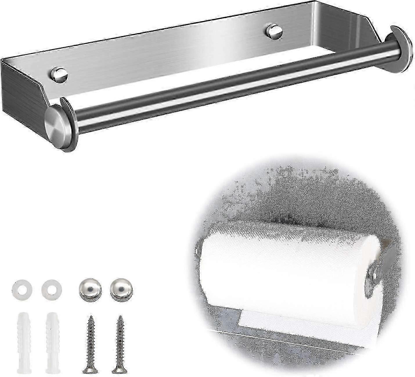 Stainless steel kitchen roll holder 27cm wall mounted dispenser