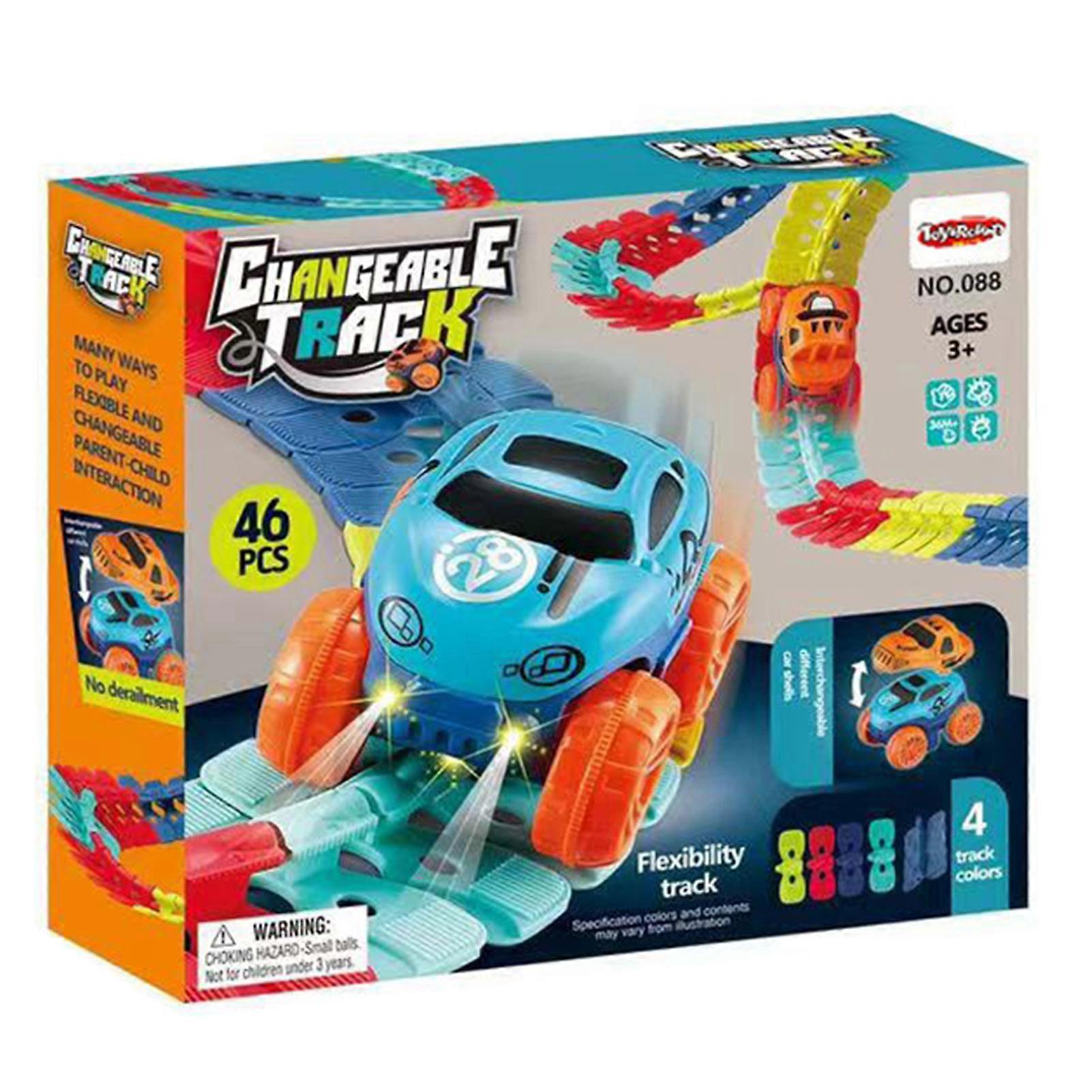 Kids Anti Gravity Race Track with Car, Car Track Set with LED Light-Up Race Car,Interchangeable Car Shells, Multicolor Flexible Changeable Tack