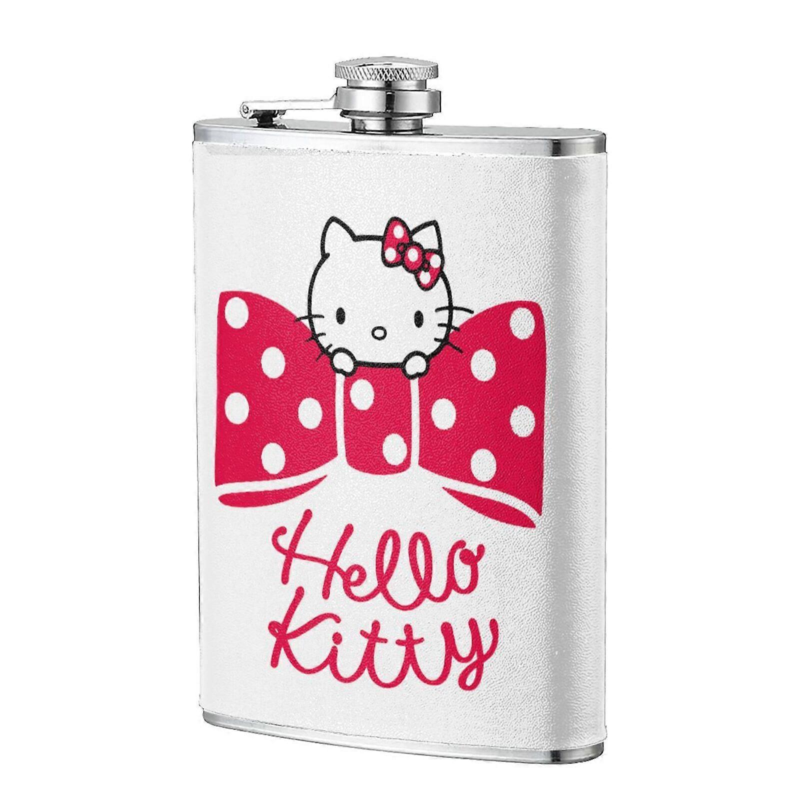 Hello Kitty 8oz Stainless Steel Flask - Compatible with Liquor, Whiskey & Spirits - Spill-proof, Portable & Durable