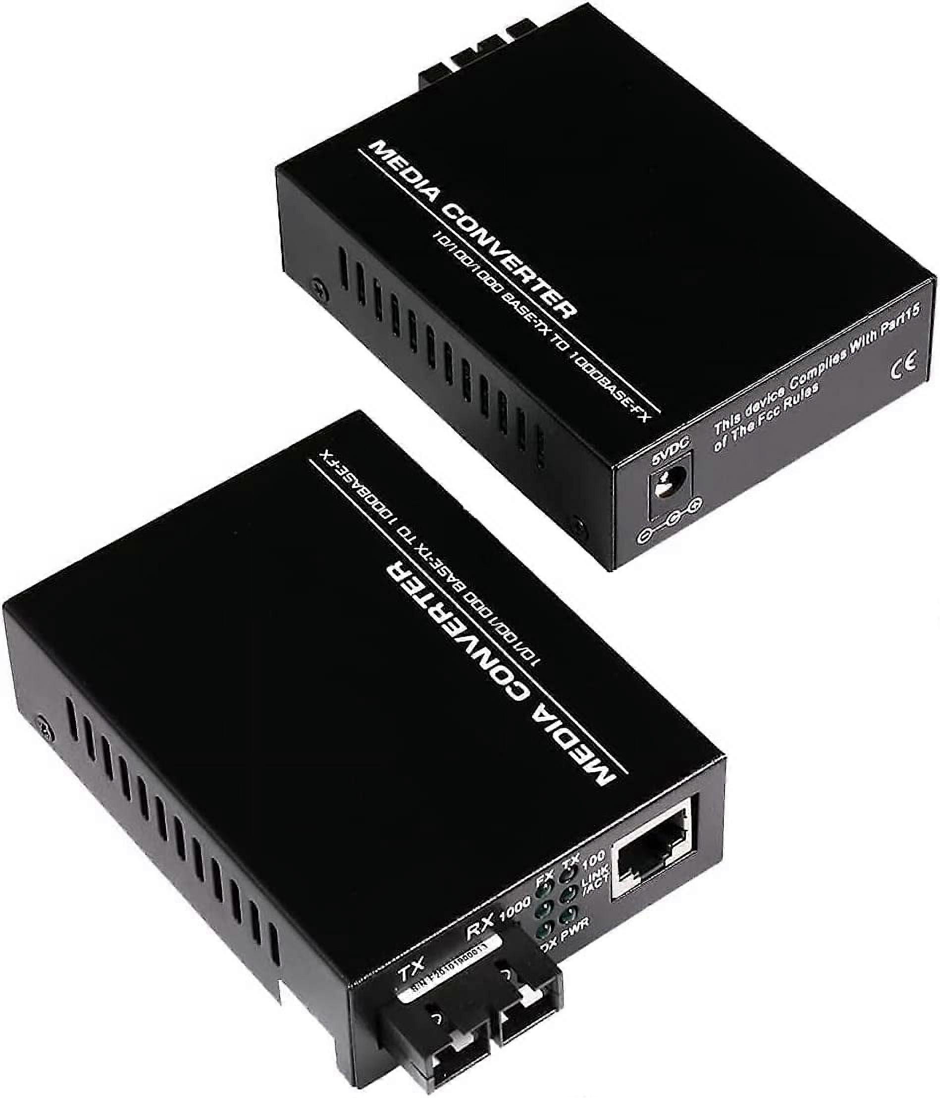 A Pair 2 Pack Multi-Mode Dual SC Fiber Gigabit Fast Ethernet Media Converter, Mini 1x 10/100/1000Base-T RJ45 to