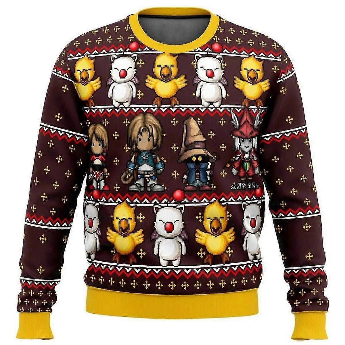 Final Fantasy Classic 8bit Ugly karácsonyi pulóver ajándék Mikulás pulóver férfi 3D pulóver és felső őszi és téli ruházat LK