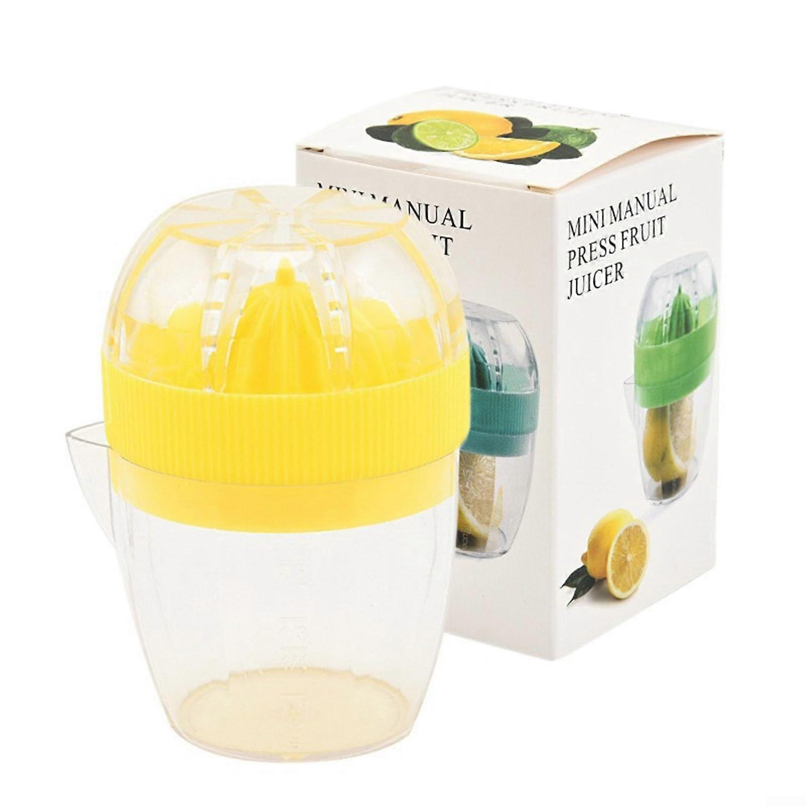 Portable Manual Citrus Press Juicer With Pour Spout For Lemons And Oranges Yellow