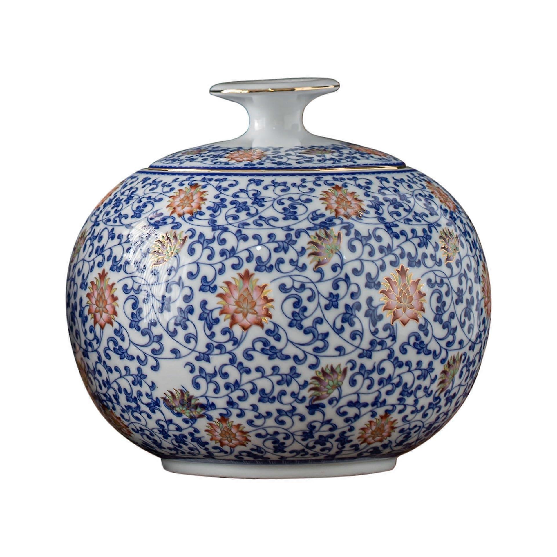 Tea Can Ceramic Loose Tea Storage Container Blue And White Large Empty Jar Sealed Chinese Retro A L Size