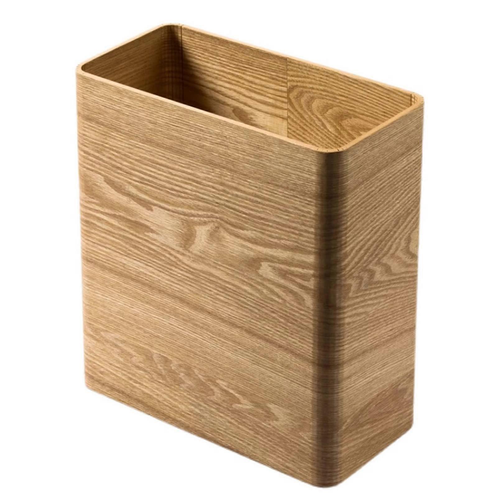 Wooden Waste Paper Bin Office And Home Rectangular Design Small Size Under Desk Recycling Paper