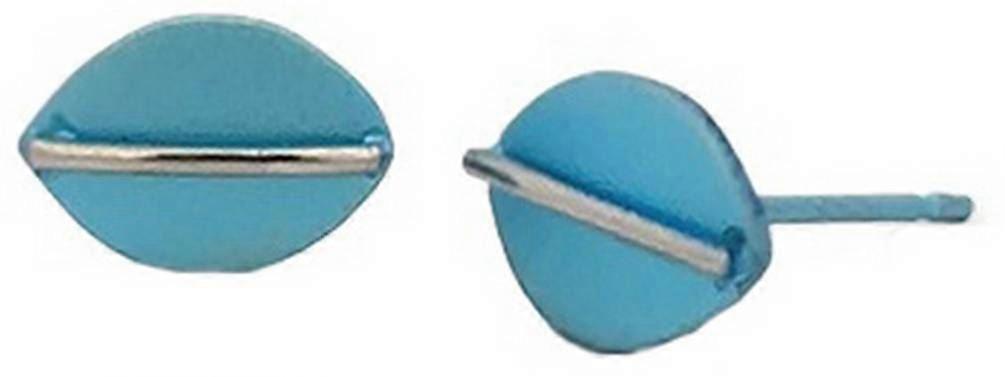Ti2 Titanium Jungle Shield Stud Earrings - Light Blue