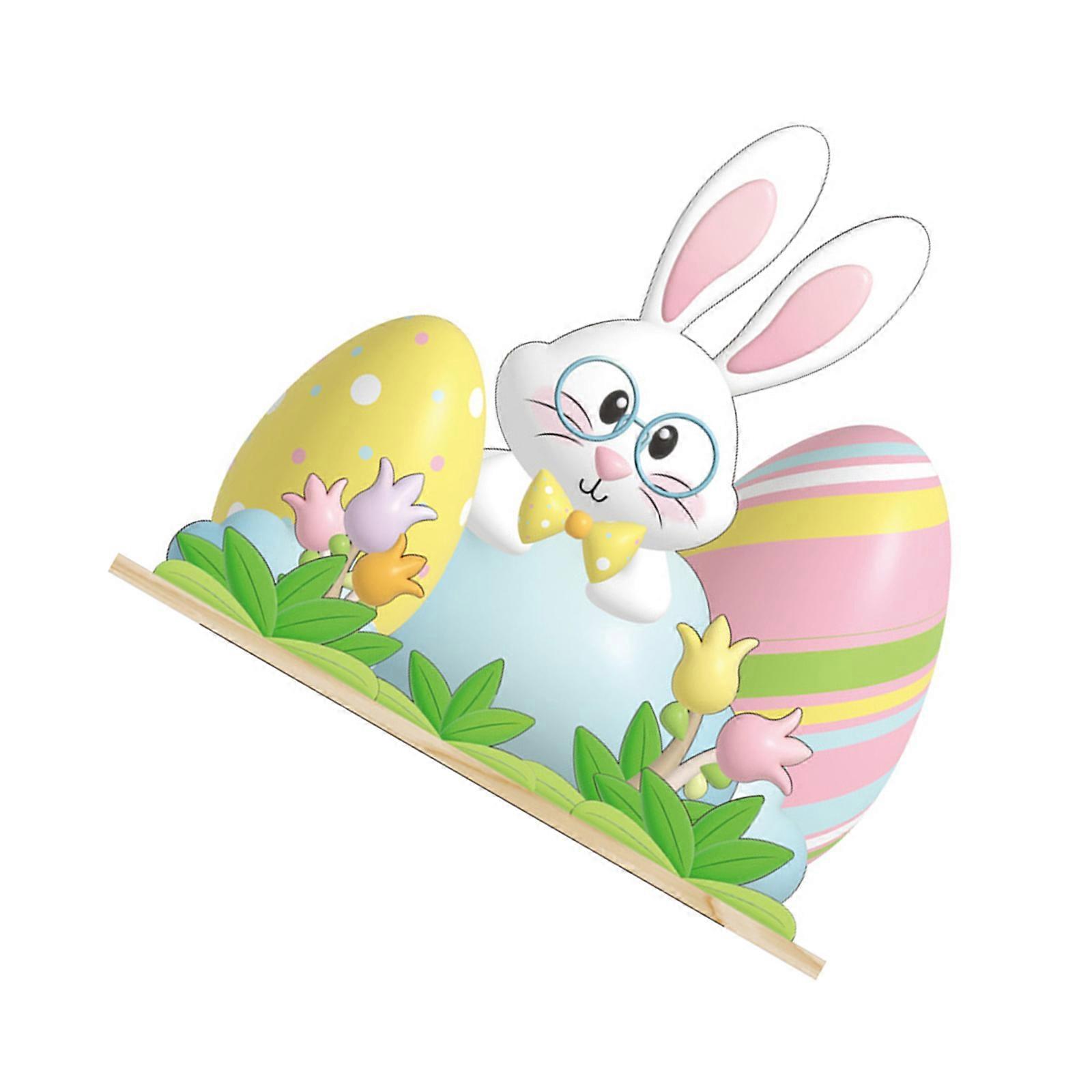 Wood Holiday Rabbit Model Display Ornament Multiple Layer Easy Setting Enhancing Holiday Decoration In Any Room Multicolor