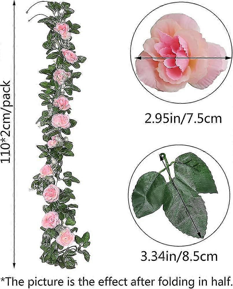 4pcs 220cm Artificial Rose Garland With Ivy Leaf Simulation Rose Artificial Gift