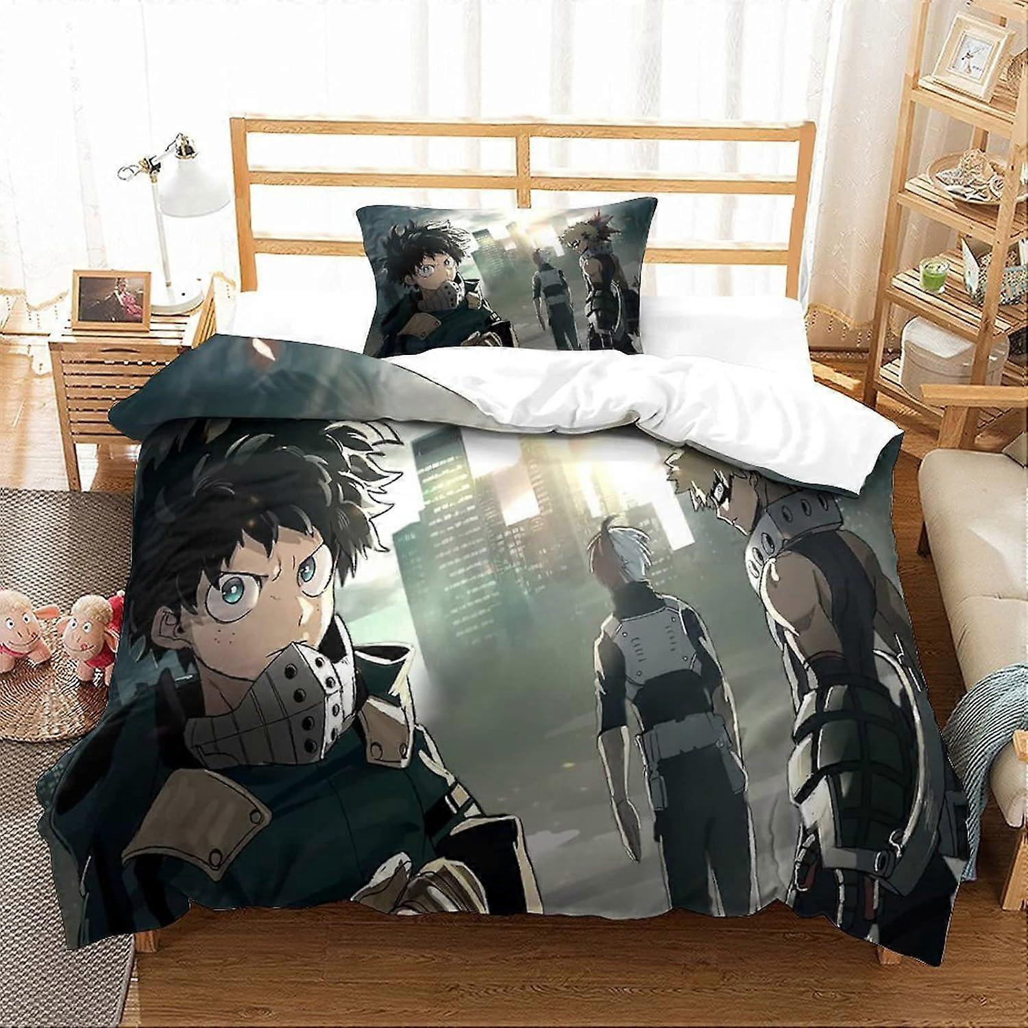 My Hero Academia 3D Print Duvet Capa Set Single Print Edredom Roupa de Cama Set Soft Cartoon Home Textile Boy Leve Capa de Colcha de Microfibra 