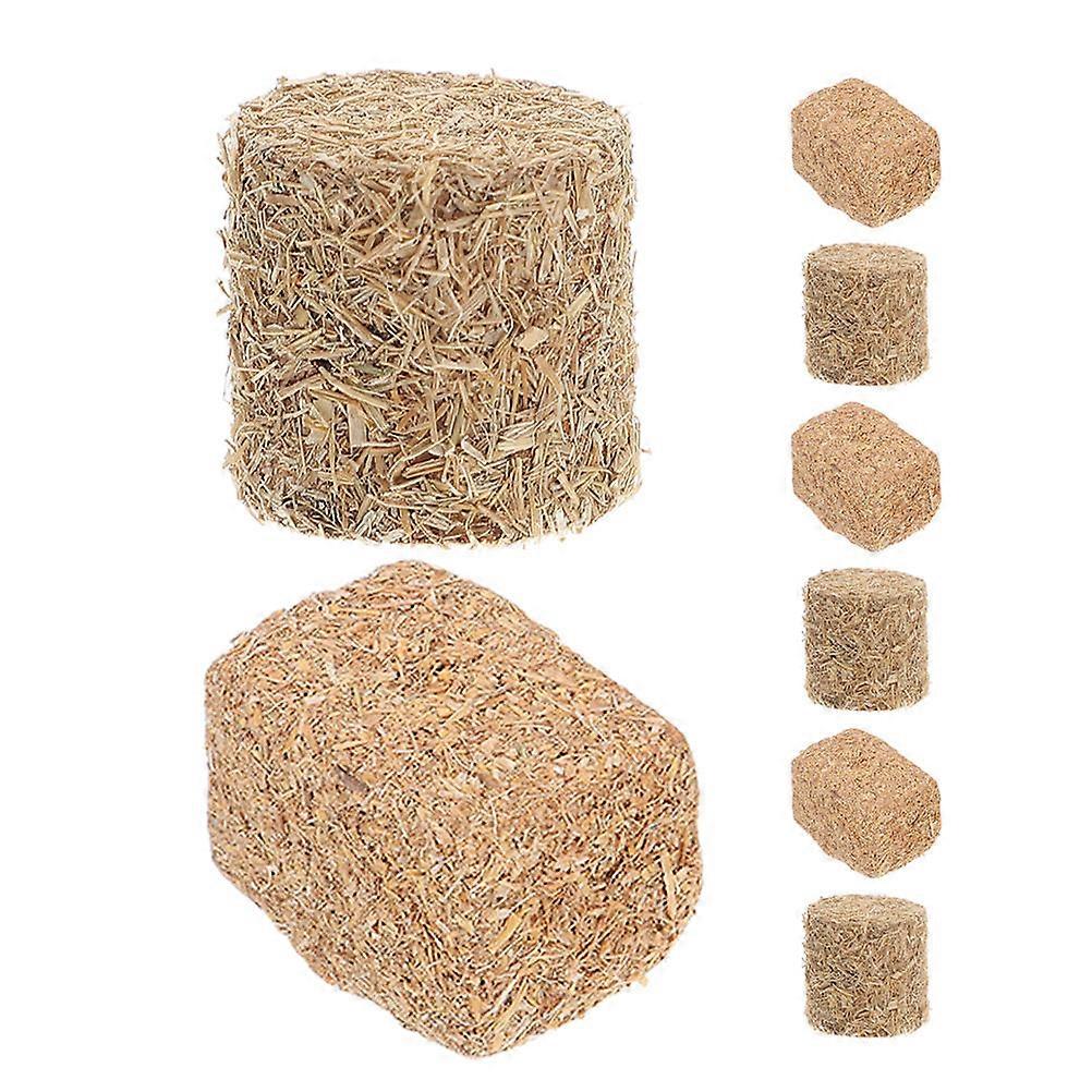 Stackable Miniature Hay Bales Cube Shape Tiny Straw Hay Farm Accessories Home Decoration 8Pcs