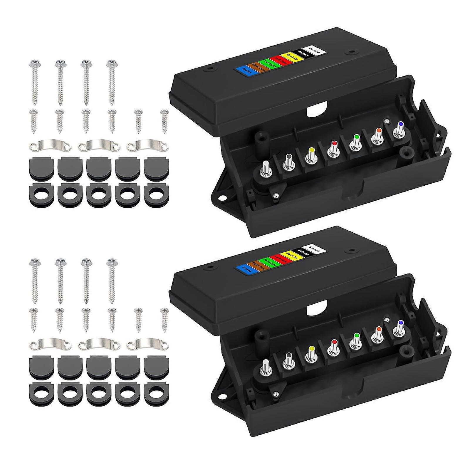 Universal 7 Way RVs Electrical Junction Box Heavy Duty ABS Construction Enhanced Electrical Connectivity Trailers Multicolor