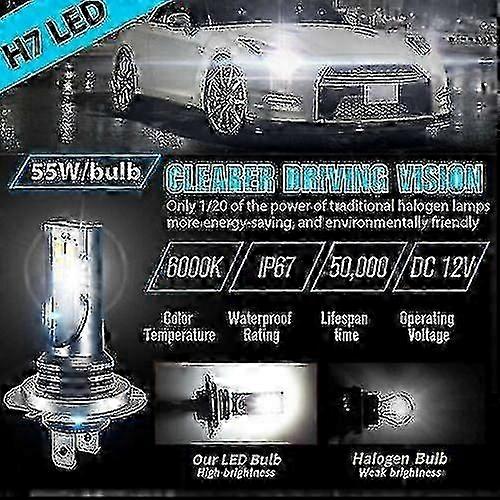 4x H7 220w 60000lm 6000k Weiß LED Scheinwerferlampe Kit für Fernlicht und Abblendlicht, superhell