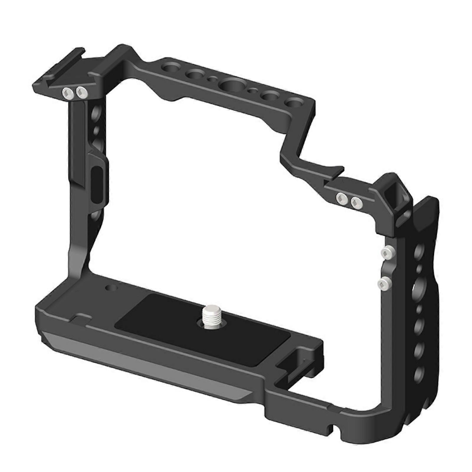 Aluminum Camera Cage with Cold Shoe Mount  1/4"&3/8“ Thread for A7CII/A7CR, Anti Slip Handle, Quick Release Base Multicolor