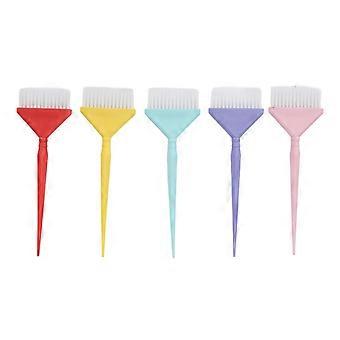 Lot de 5 pinceaux à teinture capillaire, manche givré, poils doux, outil de coloration ergonomique pour salon et domicile.