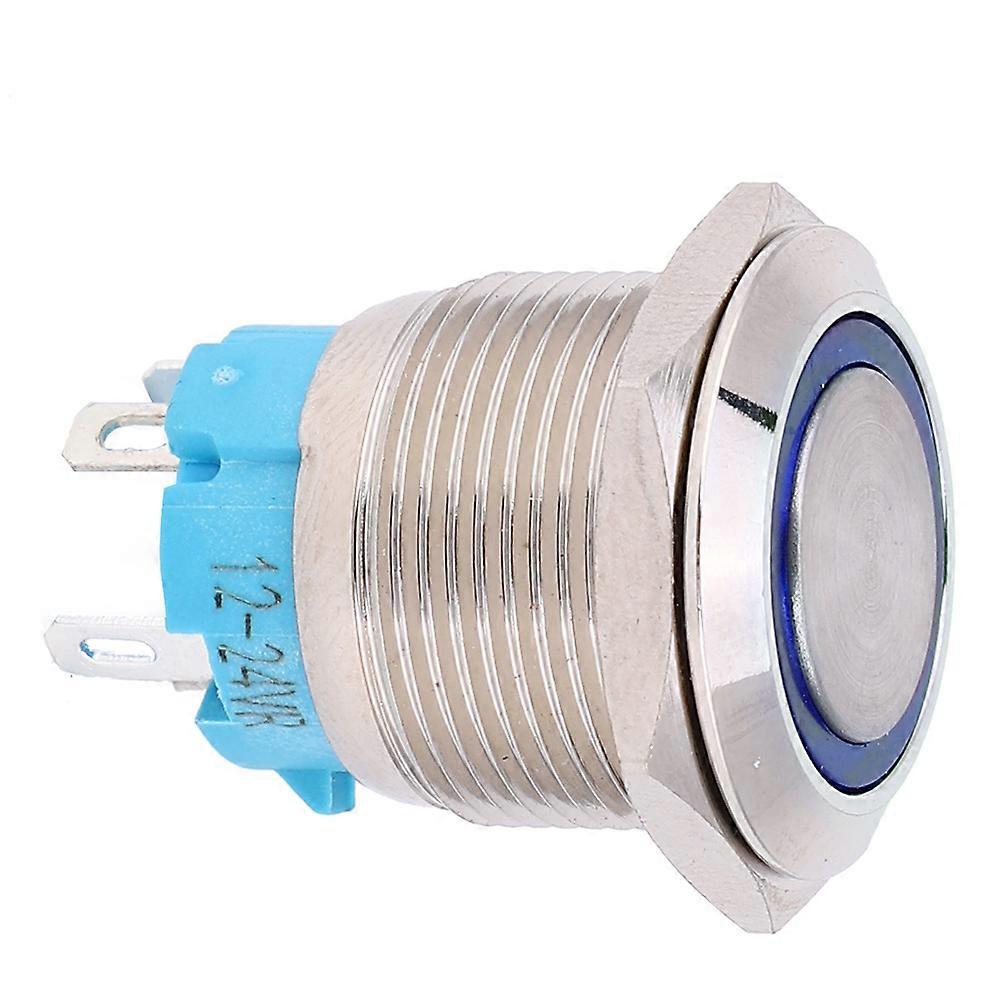2pcs 12~24VDC 19mm Self Locking Push Button Switch 1NO 4PIN Metal Button Switch(Blue )