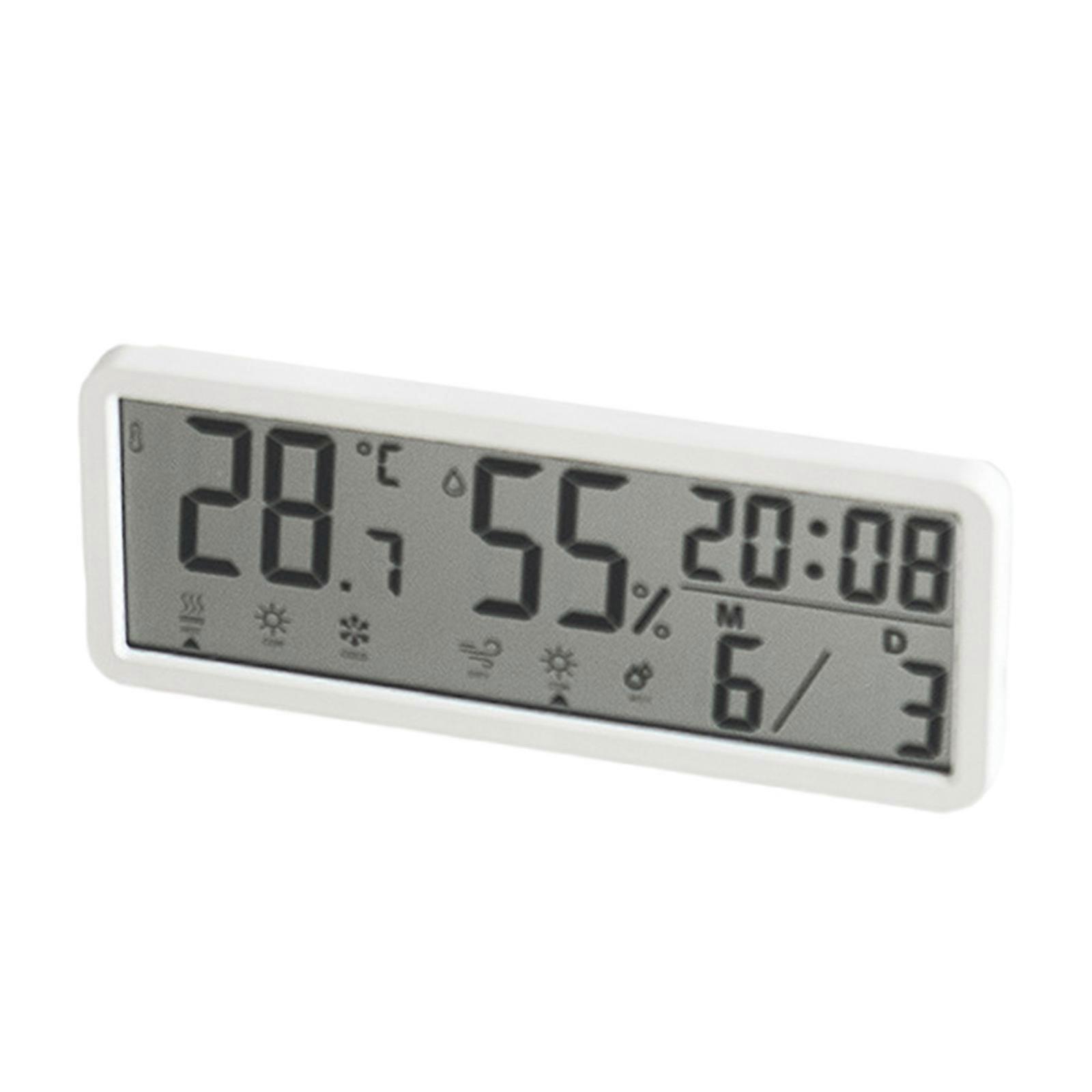 Stylish Table Digital Clock with Multiple Function Temperature Humidities LCD Display Wall Desk Clock for Home or Office  White