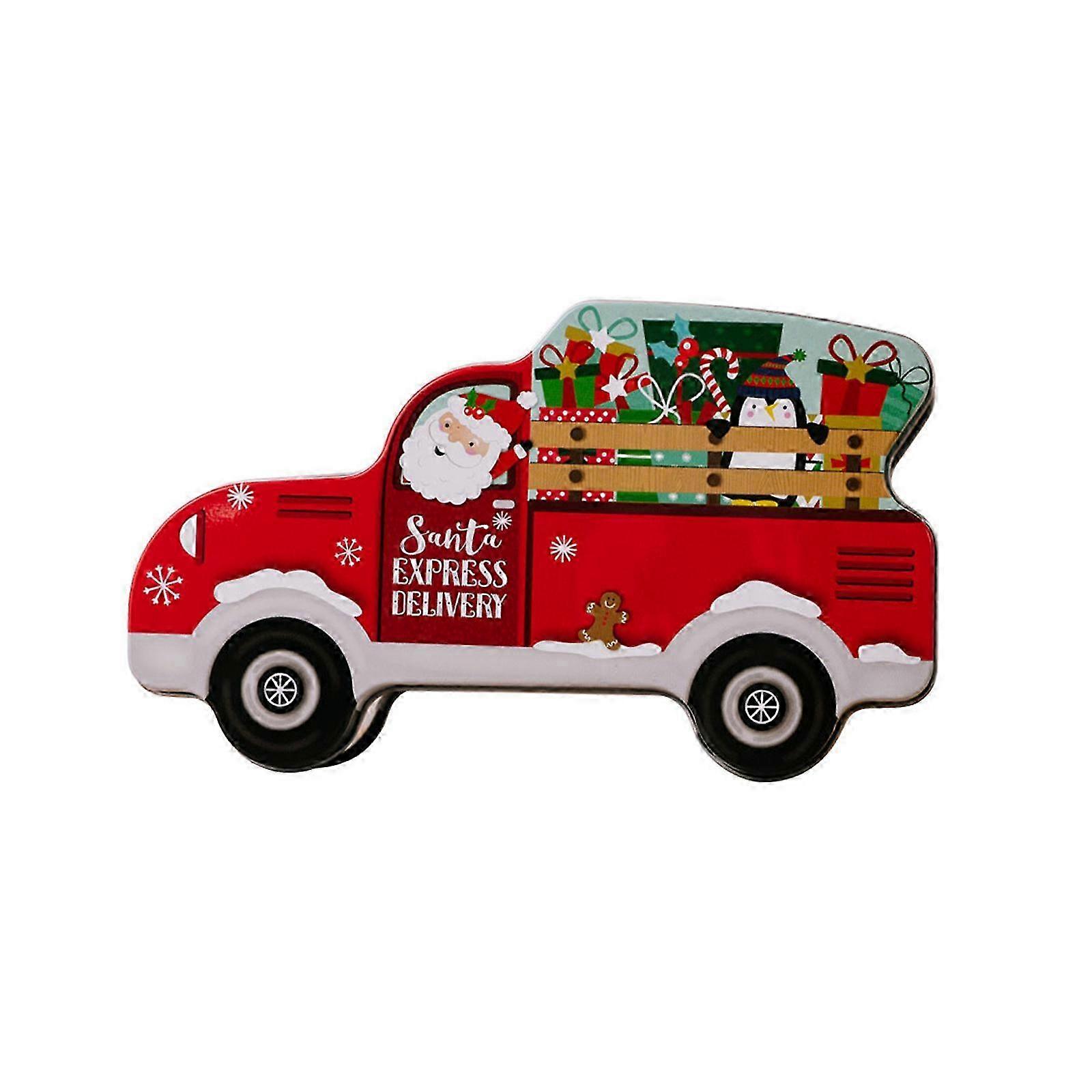 Boîte en fer-blanc en forme de voiture de Noël pour les friandises des fêtes