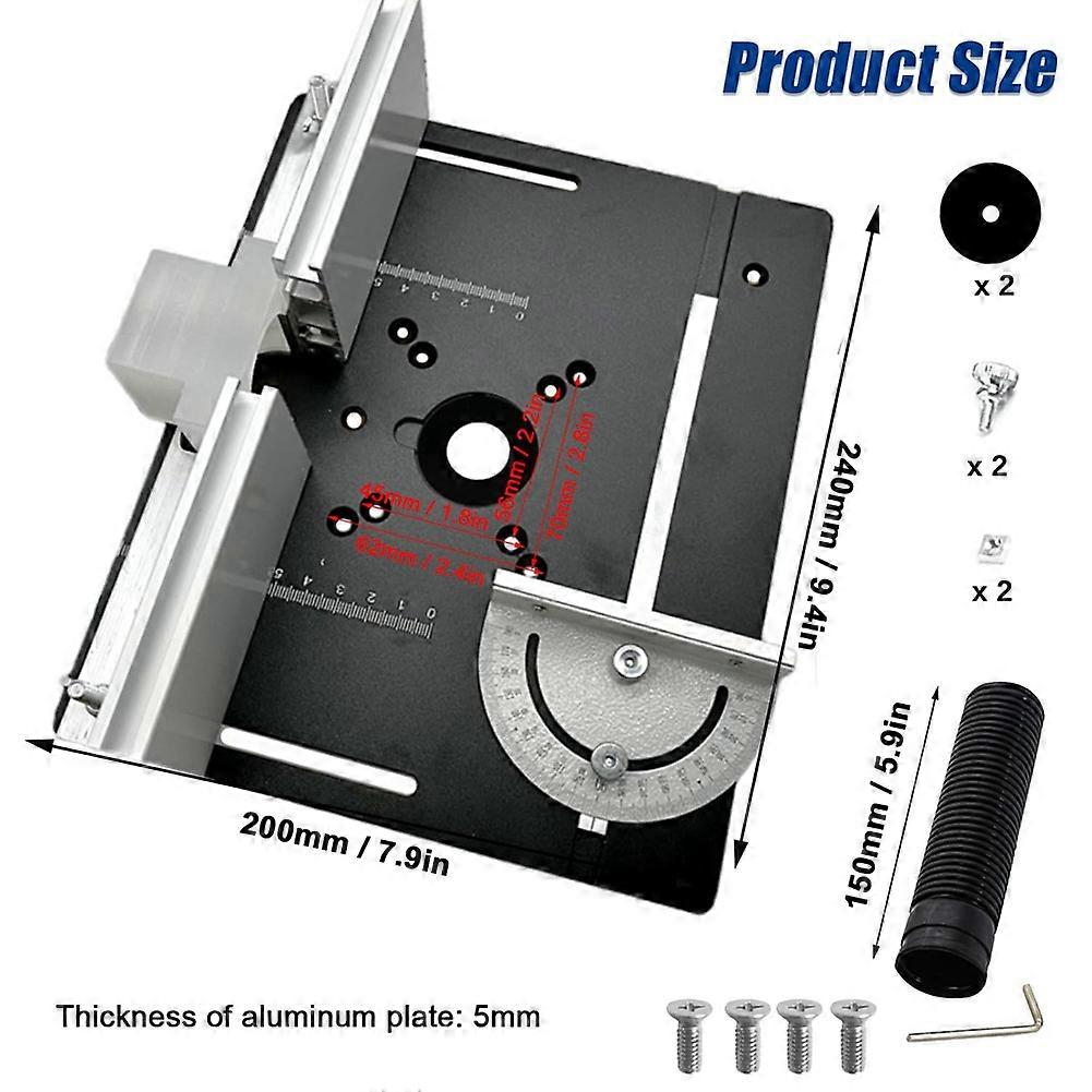 1Set Milling Table Insert Plate,Aluminium Milling Table for Router with Holder Chamfer Torque, Table Router Insert Plate