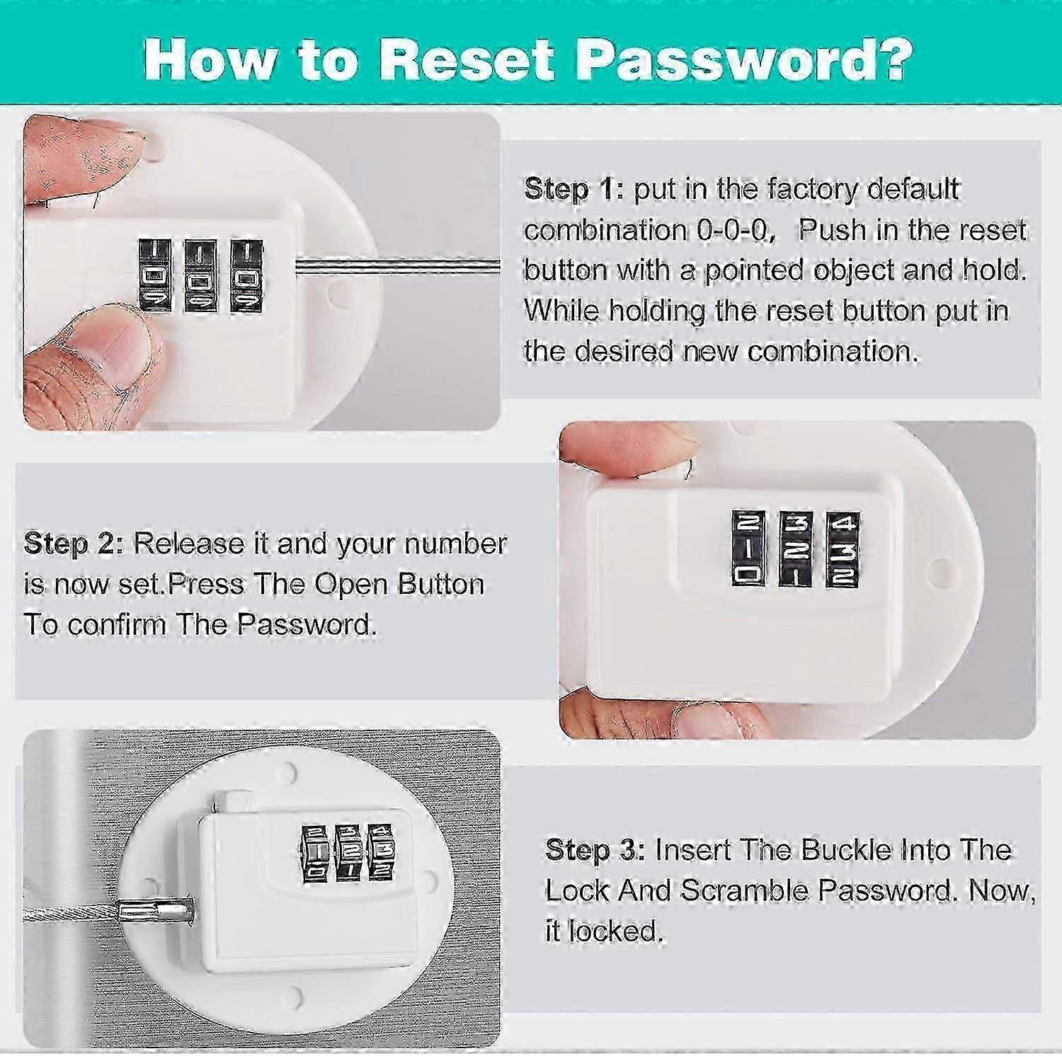 2 Pack Refrigerator Locks - Child Proof Cabinet Locks for Fridges with 3 Digit Code (white) - Set of 2