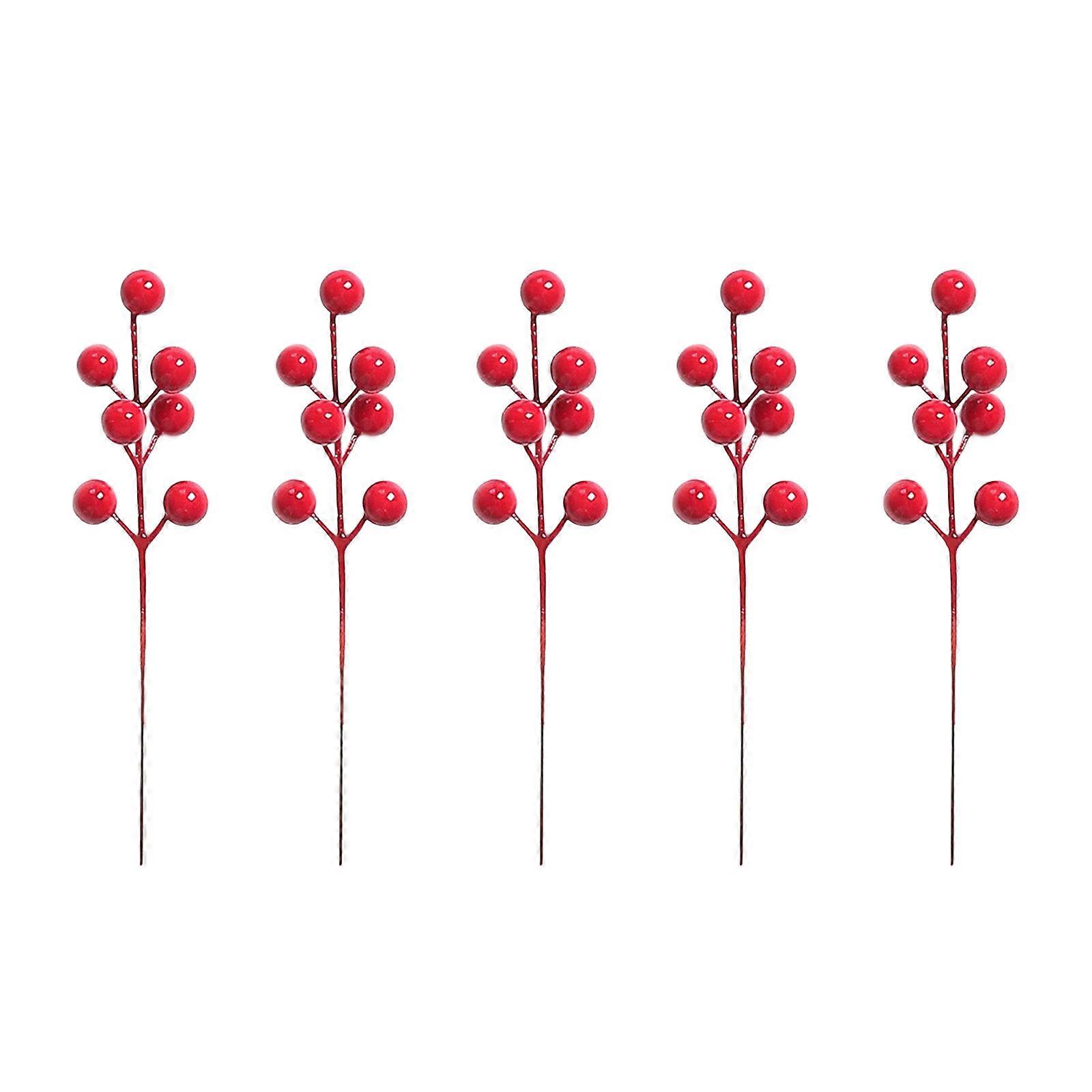 50Pcs Bendable Artificial Red Berries Stems for Christmas Tree Wreath Mantels Display and Festival Flower Arrangements Multicolor