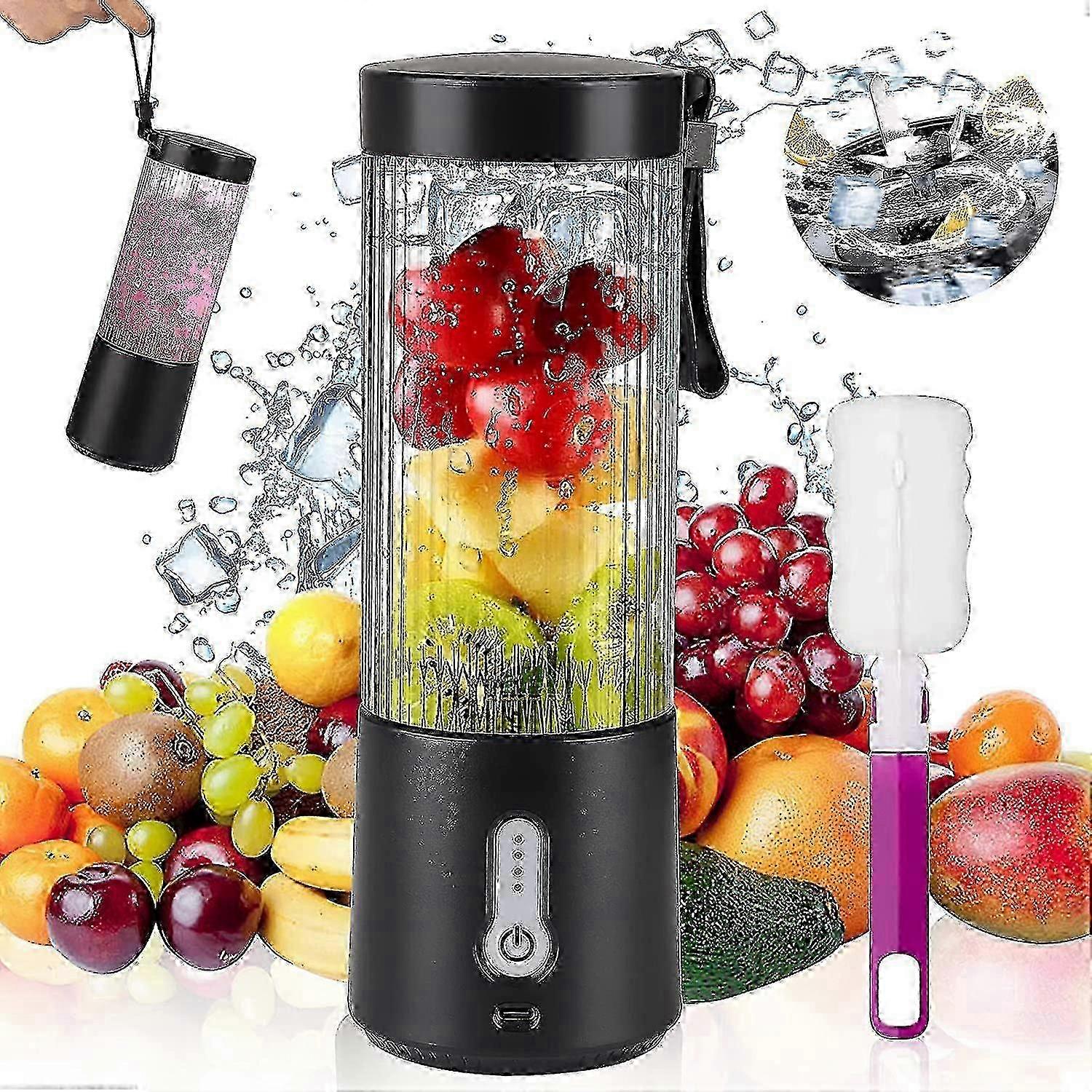 Portable Blender For Shakes And Smoothie Usb Rechargeable Large Capacity Blender Bottles With 6 High-speed Blades And Brush Personal M