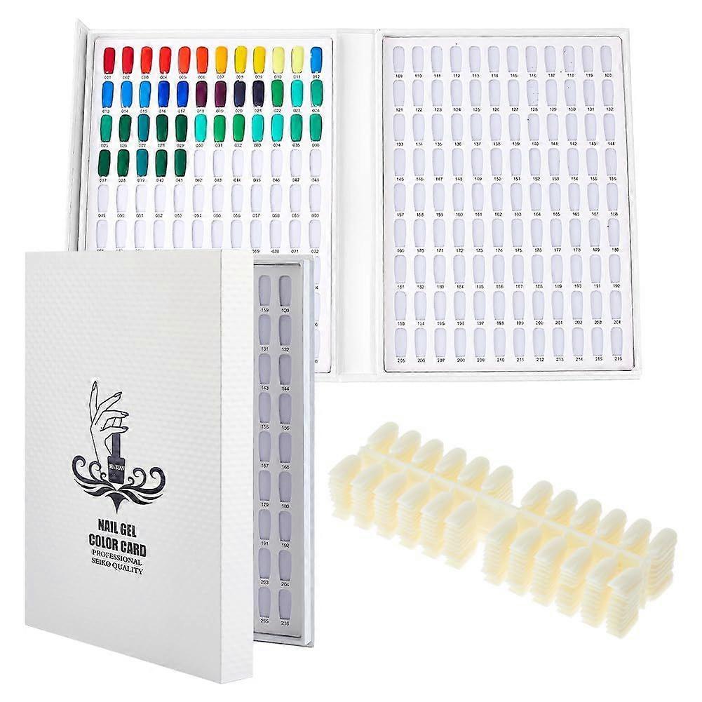 Nail Color Display Book with 240Pcs White Nail Tips Nail Gel Polish Display Board Nail Color Chart Display Book Nail Polish Sample Book with Replaceme