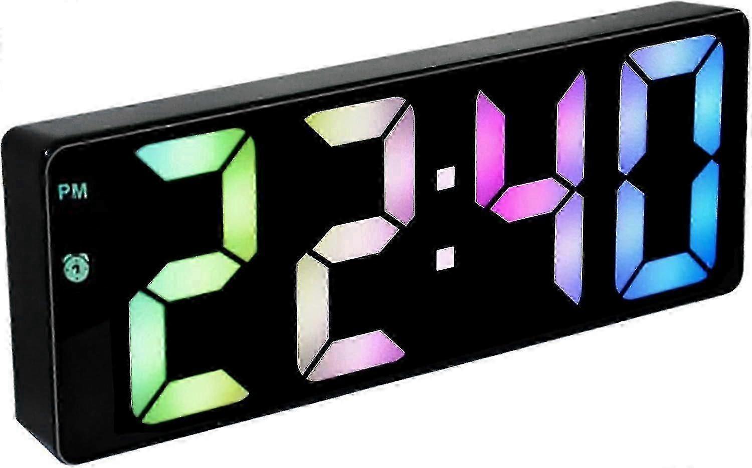 Upgraded Digital Alarm Clock, Black, Led Bedroom Clock, Electronic Desktop Clock With Temperature Display_m24