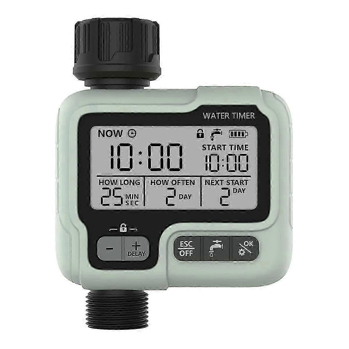 Digital Sprinkler Timer with Rain Delay and Large LCD Display