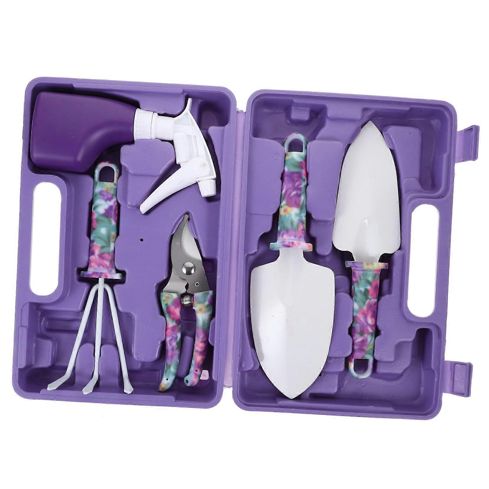 Garden Tool Set with Ergonomic Handles for Planting, Weeding and Pruning, Purple Gardening Kit