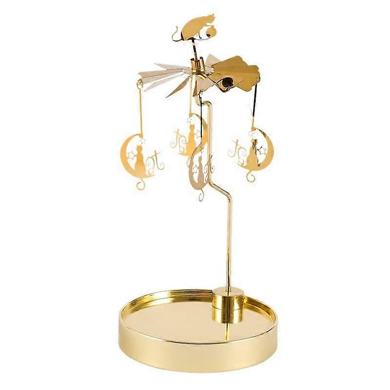 Christmas Metal Candle Holder with 360° Rotating Golden Tree and Magnetic Aromatherapy Design