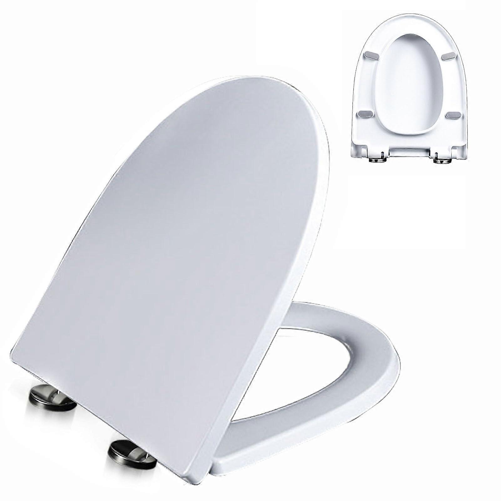 D Shape Soft Close Toilet Seat with Quick Release Hinges, Quiet Close Lid, Easy to Clean, WHI 02P