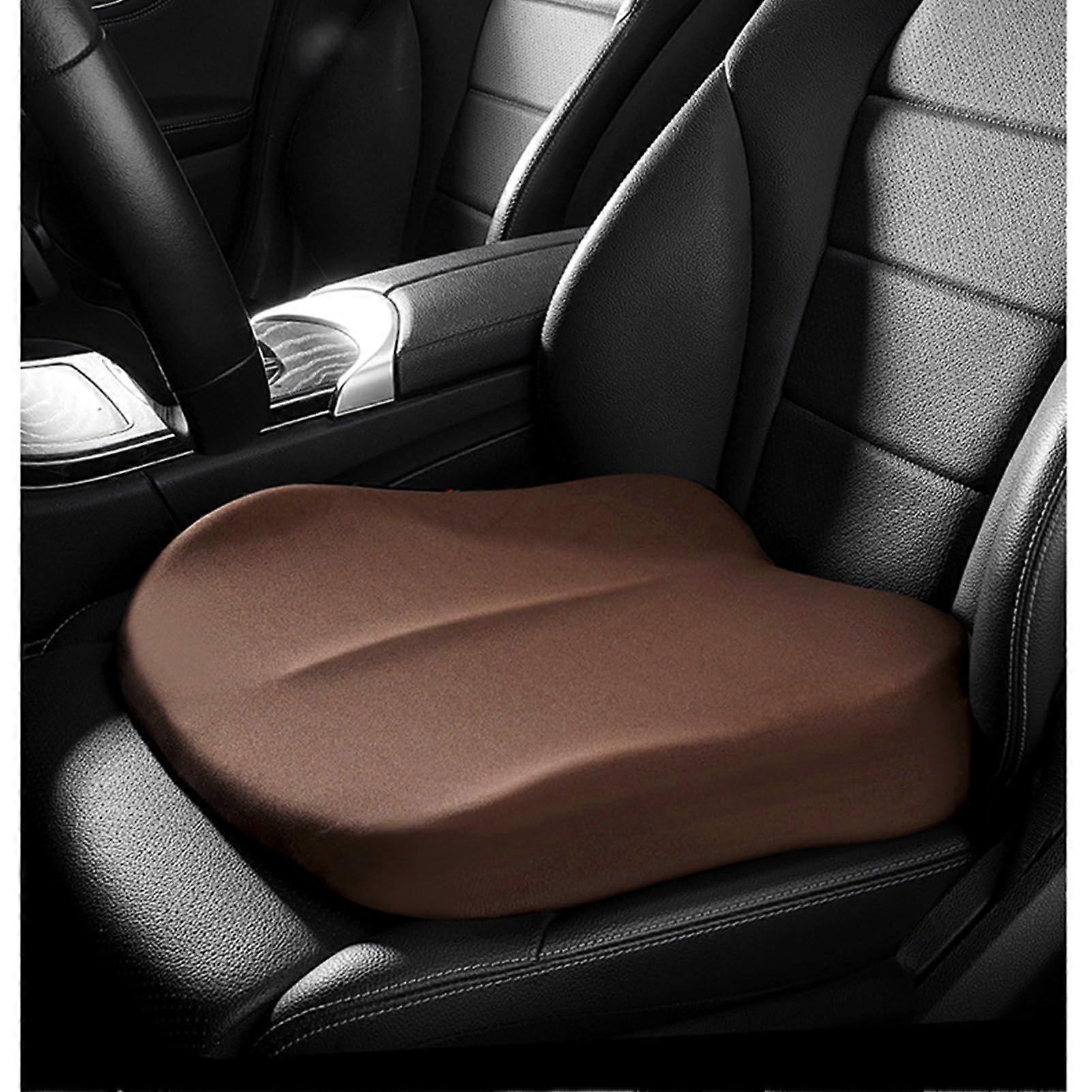 Car Seat Cushion for Short Drivers, Ergonomic Memory Foam Booster Wedge, Height Boost and Support, Brown