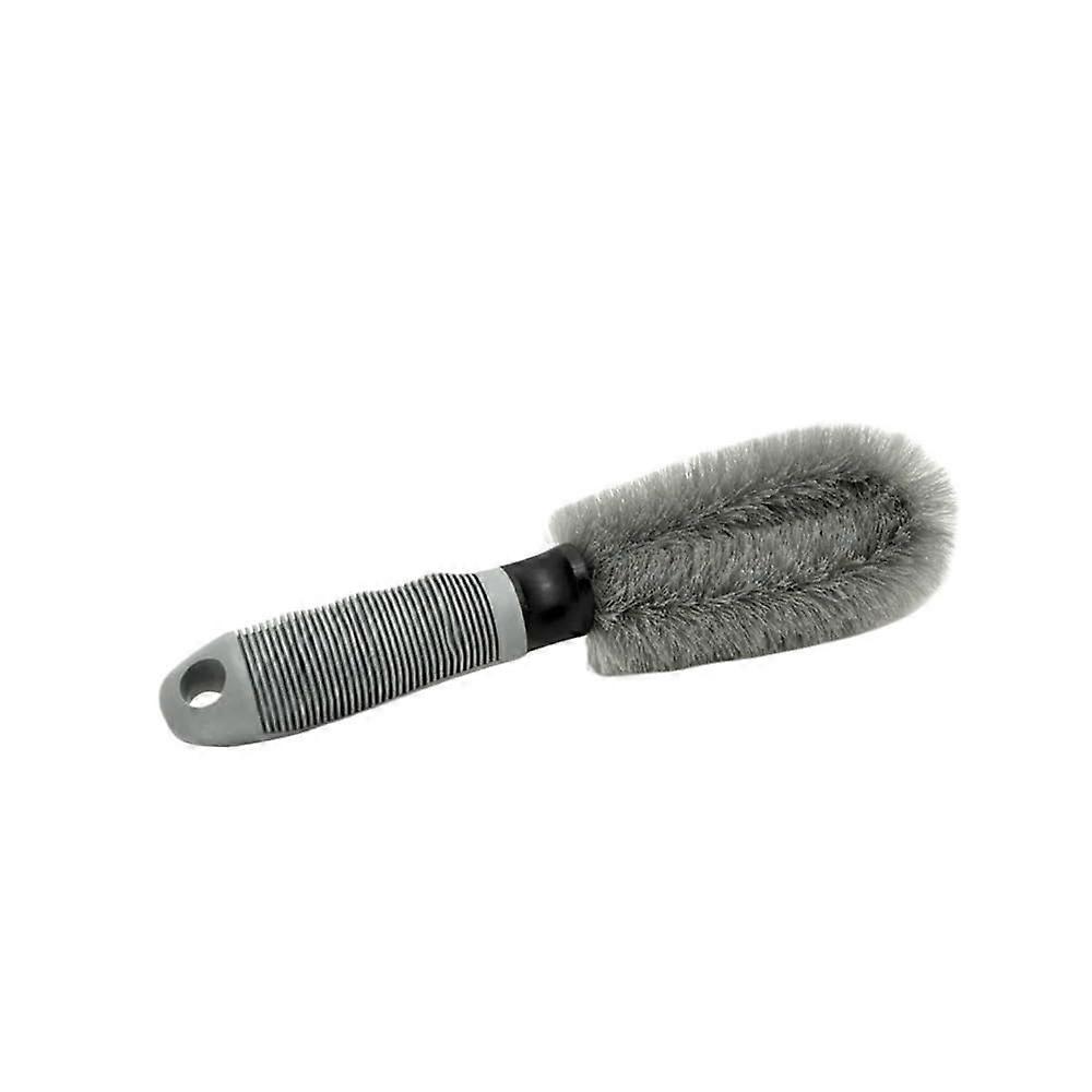 Car Wheel Cleaning Brush with Short Handle for Deep Tire Scrubbing and Auto Detailing Gray