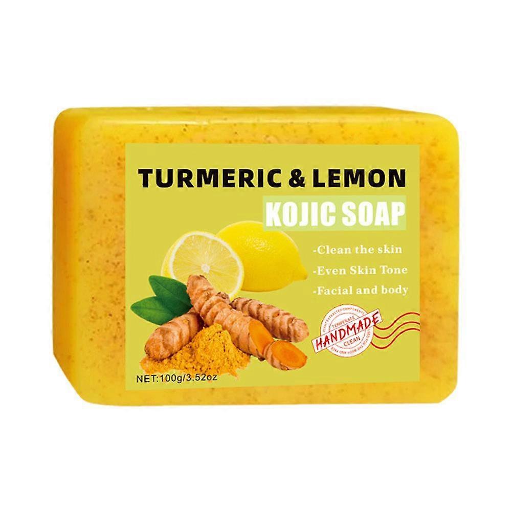 Lemon Turmeric Soap Bar, Organic Tumeric Soap for Face and Body,D eep Clean 100g