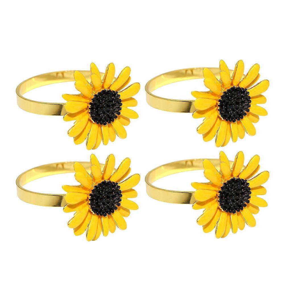 Fall Napkin Rings Sunflower for Wedding Table Settings 4Pcs Decor
