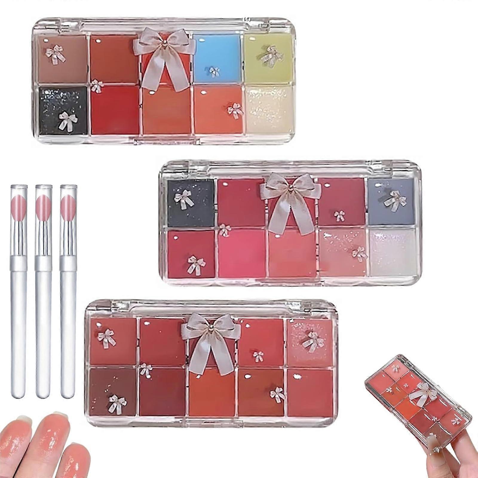 Lip Gloss Palette 10 Colors Moisturizing Jelly Gloss Long Lasting Non Sticky Hydrating Formula