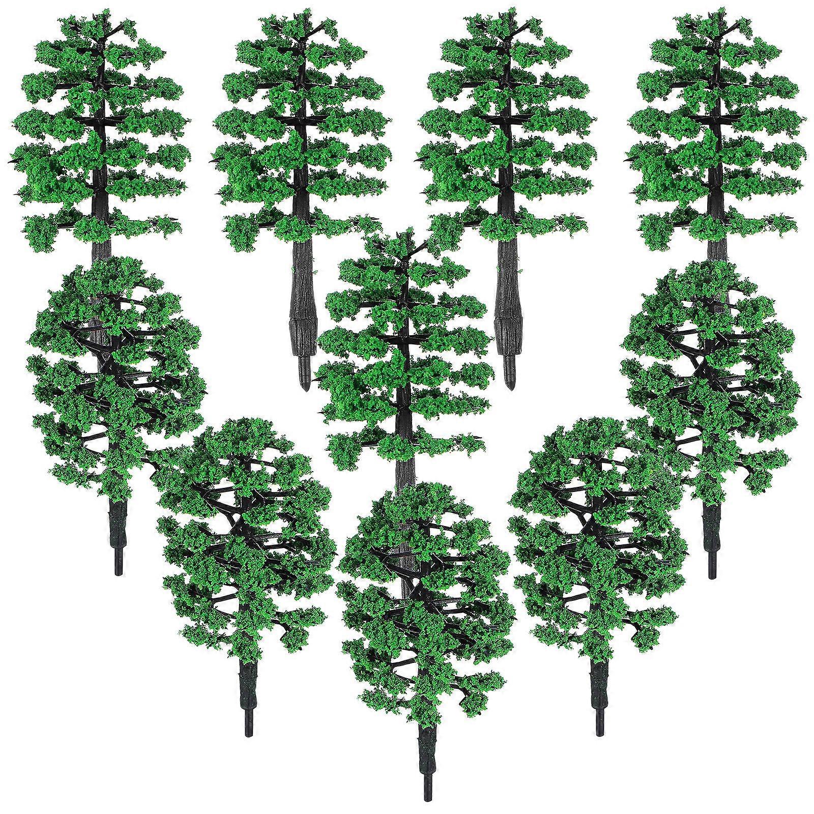 Miniature Trees Model Set for Decoration with 10Pcs Green Plastic Model Trees