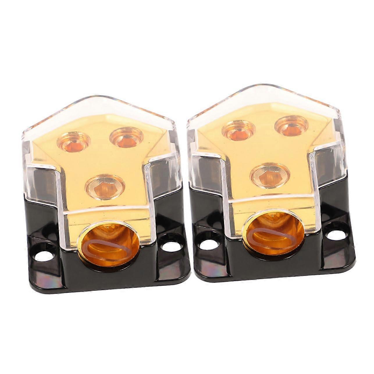 2pcs Car Audio Power Distribution Block for Amplifiers, 2Way Ground Splitter, Universal Fit