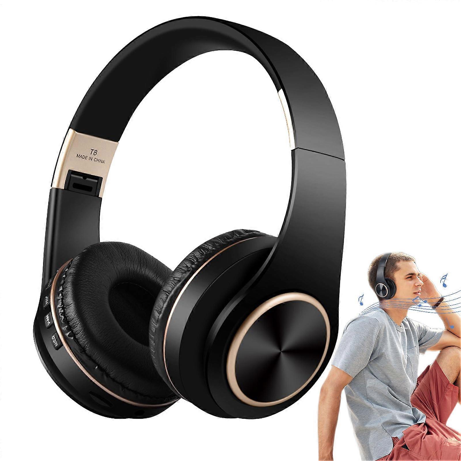 Wireless Headphones With Microphone, Noise Cancelling, Rechargeable Stereo, OnEar, Portable, Black/White, Camping