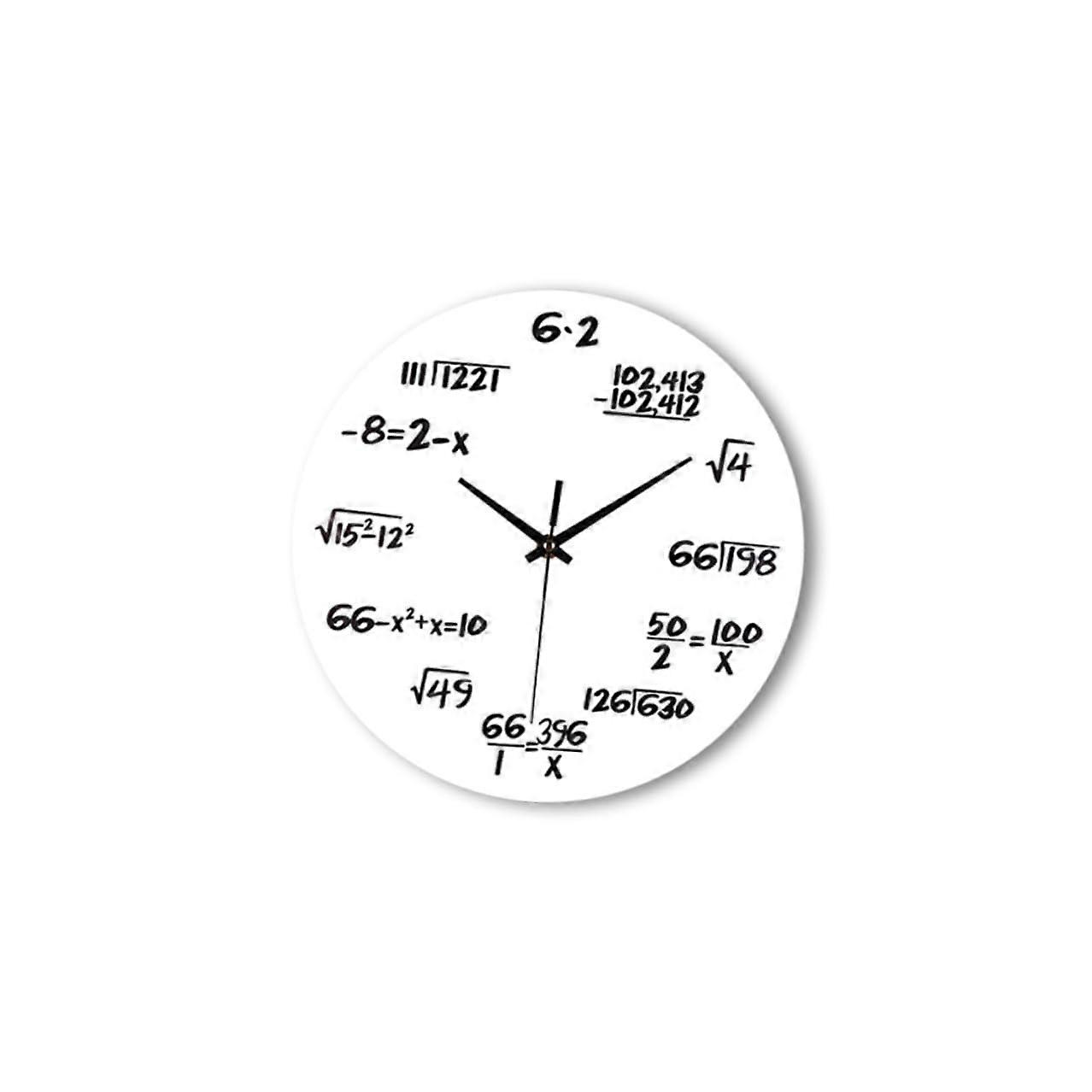 Creative Math Wall Clock with Equation Time Display, White Classroom and Office Decor Gift