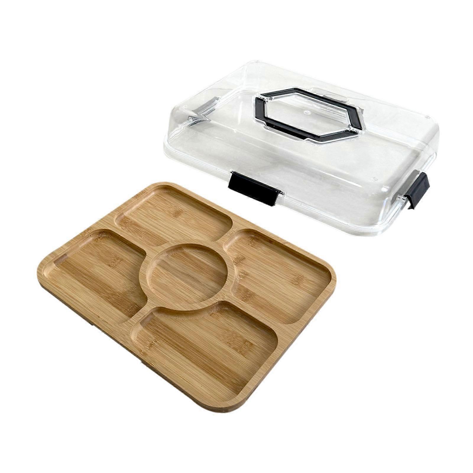 Bamboo Cutting Board with Lid and Handle, Large Cheese Serving Tray for Meat, Steak, Vegetables
