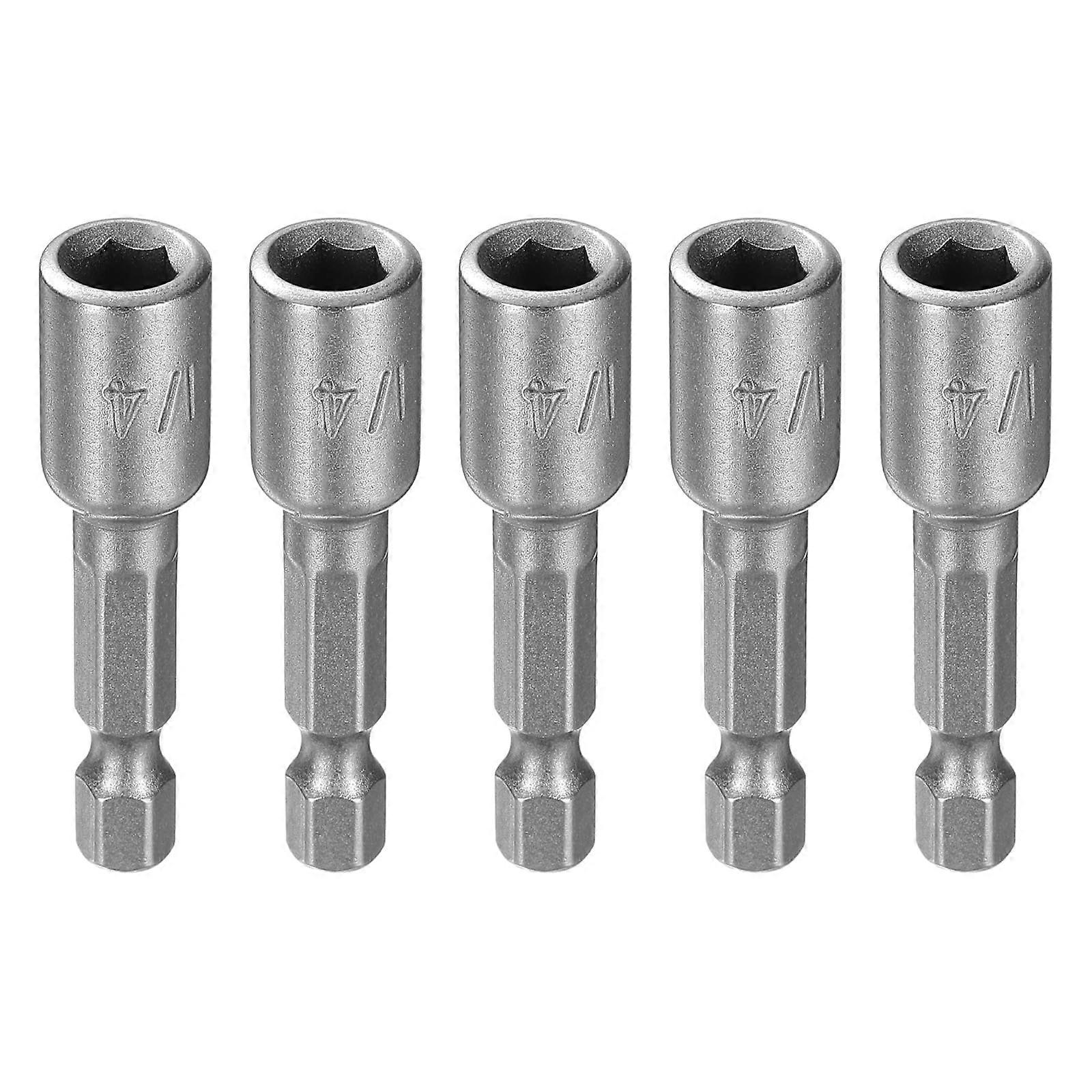 5pcs Magnetic Nut Driver Bit Set 1/4 Inch Hex Shank 48mm CRV Steel for Drill and Impact Driver
