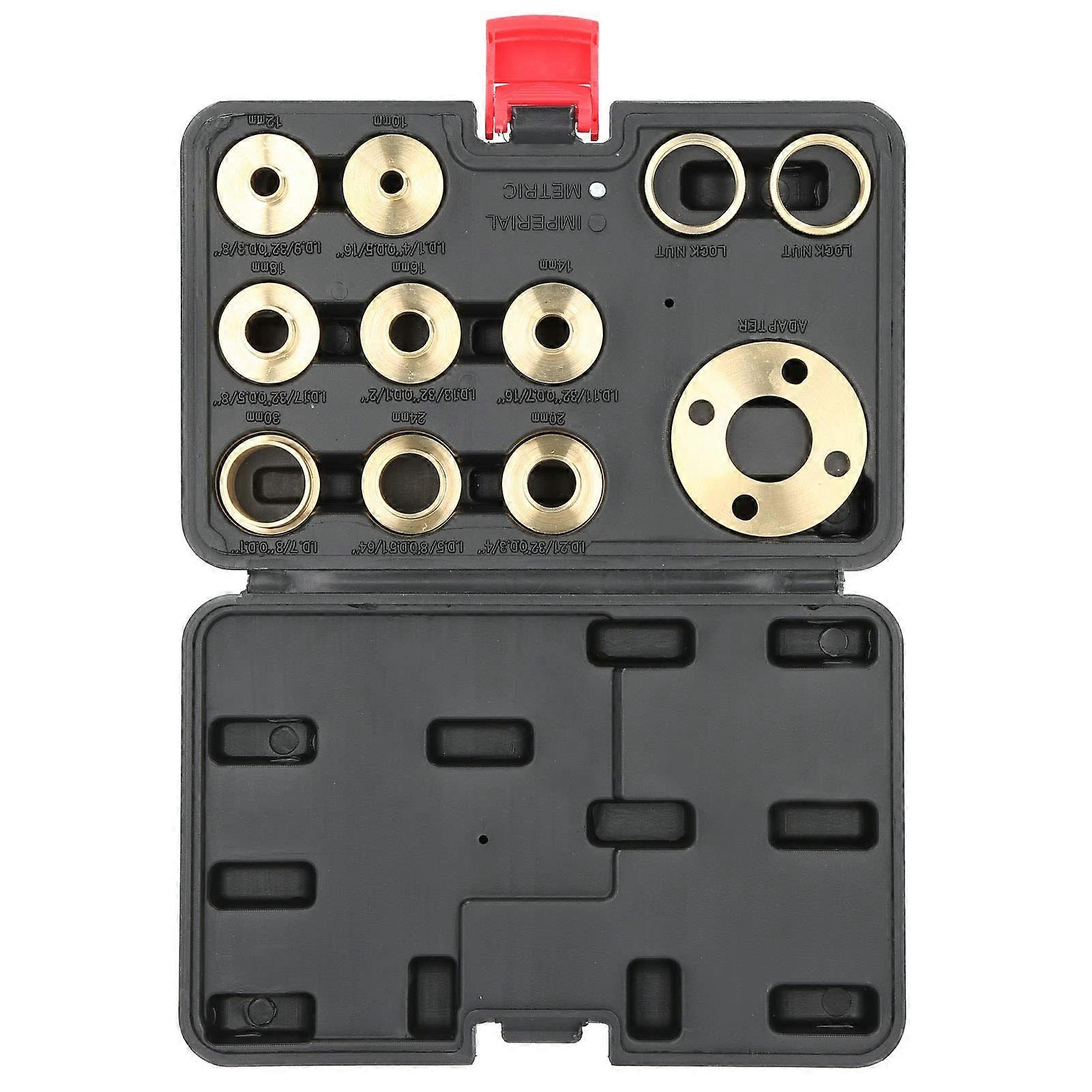 11 Piece Brass Router Guide Bushings Kit with Lock Nut Adapter for Precision Woodworking