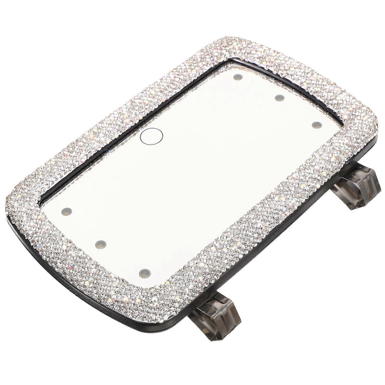 Silver Car Visor Vanity Mirror for Makeup Clip on 2Pcs Set