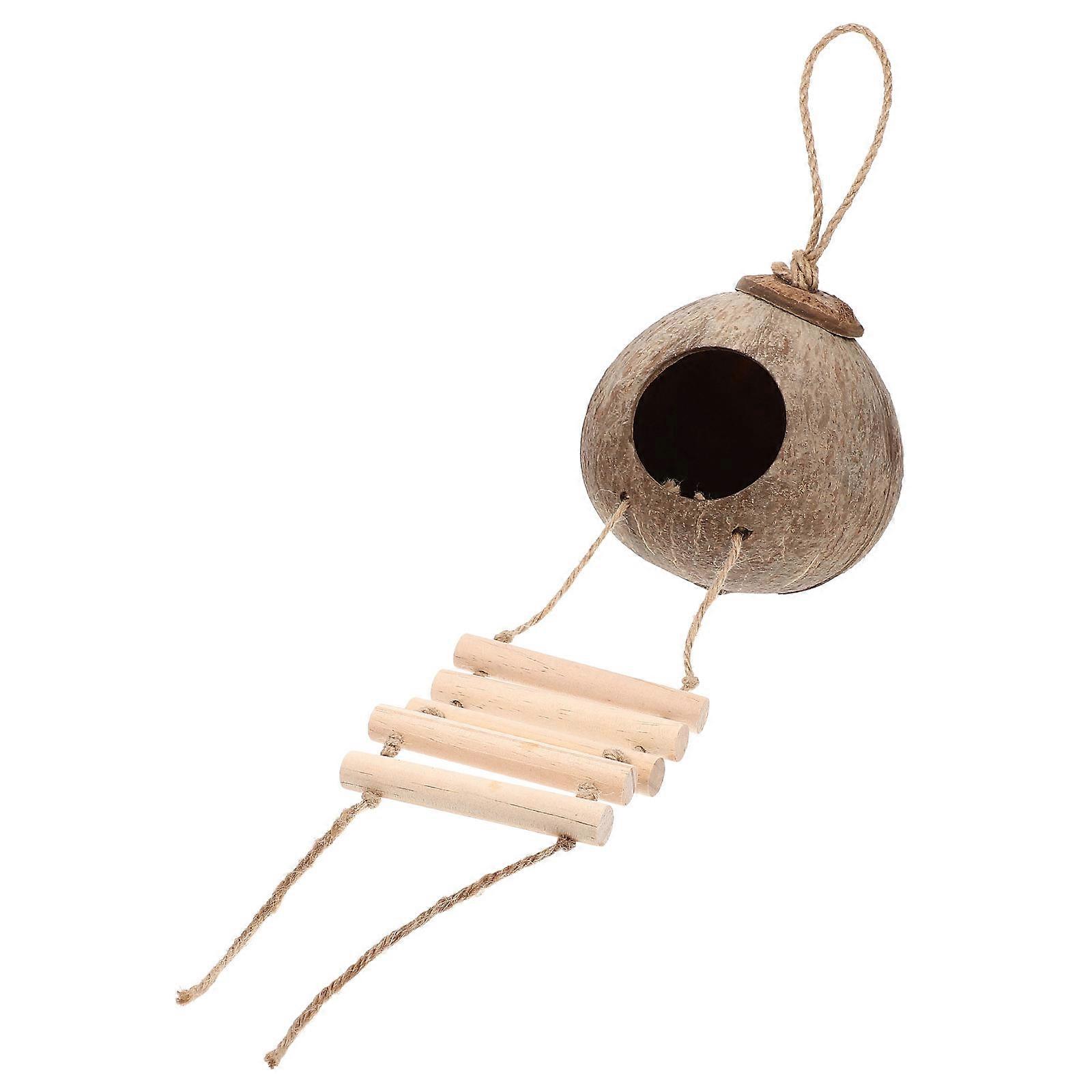 Coconuts Shell Bird Nest Hanging Bird House for Decoration 1Set