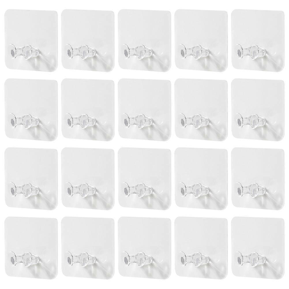 Transparent Plastic Wall Mounted Plug Hooks for Home Use 20Pcs Set