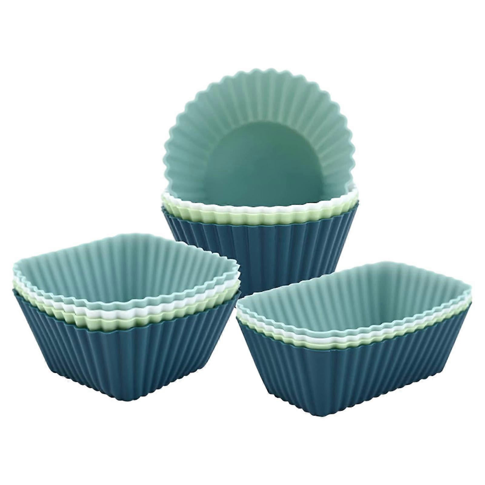 Silicone Baking Cups Set 24pcs Reusable NonStick Heat Resistant MultiShape Cupcake Liners