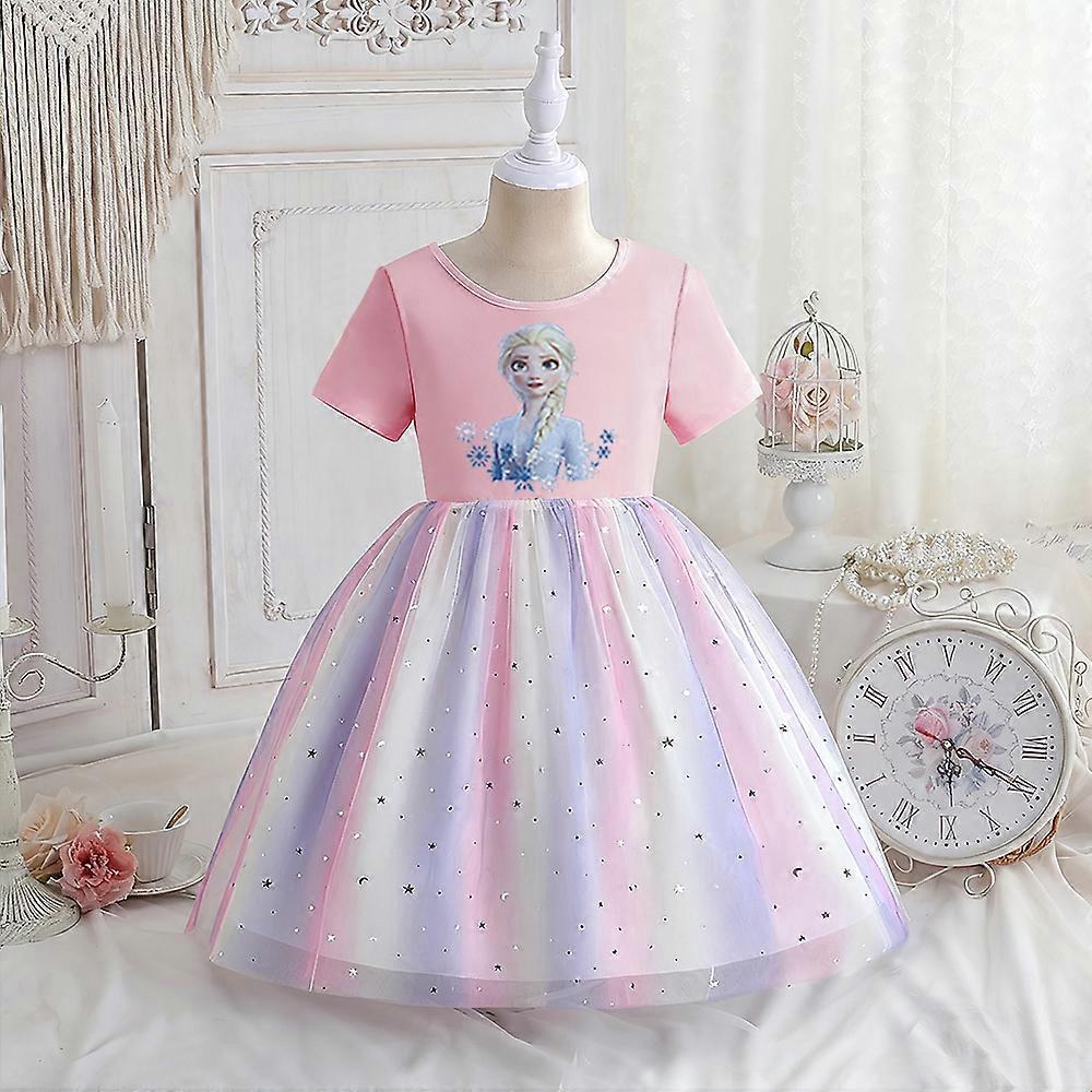 Disney Elsa Princess Dress New Girls Dress Summer Kids Cute Dress Short  Sleeve For Children Frozen Birthday Party Dress 3-8T | Fruugo NO