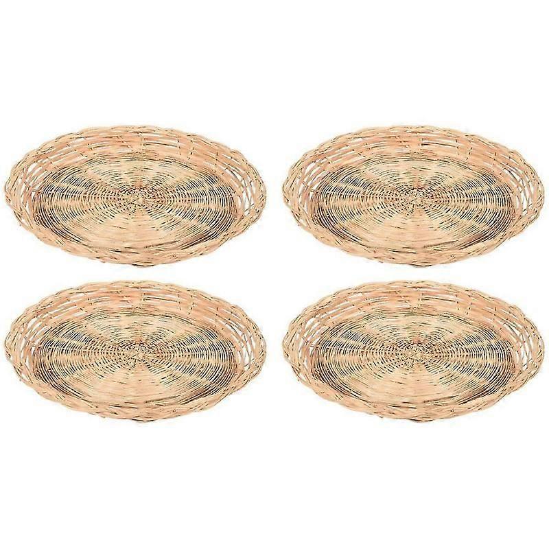 Suporte redondo reutilizável para prato de piquenique em bambu trançado, 25 cm (10 polegadas).